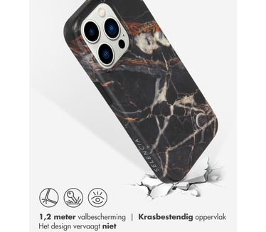 Selencia Aurora Fashion Backcover iPhone 14 Pro - Duurzaam hoesje - 100% gerecycled - Zwart Marmer