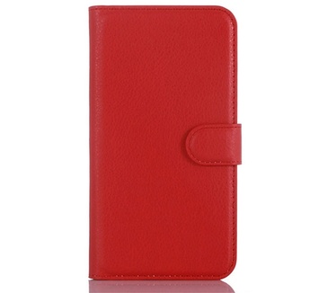 Merkloos Wiko Pulp 4G Lederen Wallet Flip Hoesje Rood