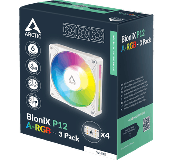 ARCTIC BioniX P12 A-RGB, 3-pack, Wit, 120mm