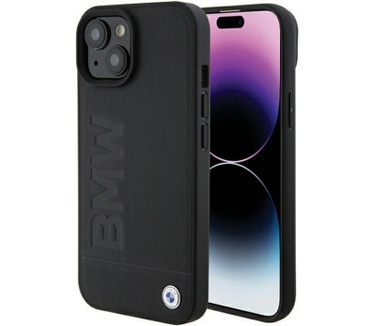 BMW Signature Leather Back Case - Apple iPhone 15 (6.1") - Zwart Zwart