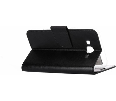 Luxe Lederen Bookcase hoesje voor de Samsung Galaxy J7 2016 - Zwart (Galaxy J7 2016) Zwart