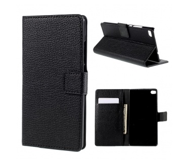 qMust Huawei P8 wallet case - hoesje met stand - zwart