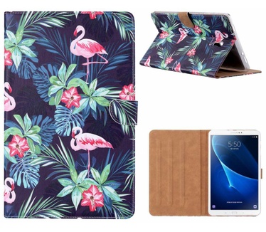 Flamingo print lederen standaard hoes voor de Samsung Galaxy Tab A (10.5 inch) - Zwart