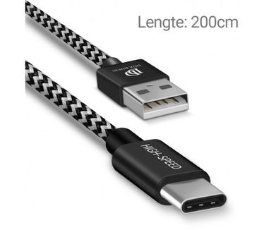 Dux Ducis USB-C Kabel - 200cm - Zwart