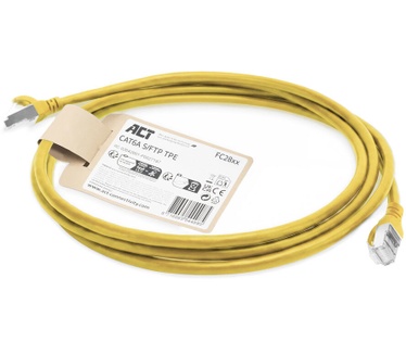ACT Geel 15 meter TPE S/FTP CAT6A ultra-flex patchkabel snagless met RJ45 connectoren