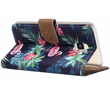 Flamingo print lederen Bookcase hoesje voor de Samsung Galaxy J6 Plus 2018 - Zwart (Samsung Galaxy J6 Plus 2018) Zwart