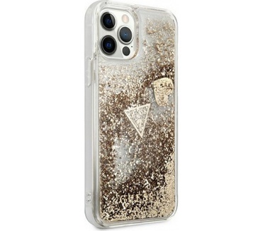 Guess Liquid Glitter Charms Case - iPhone 12/12 Pro (6.1") - Goud Goud