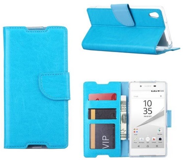 Luxe Lederen Bookcase hoesje voor de Sony Xperia Z5 - Blauw (Sony Xperia Z5) Blauw