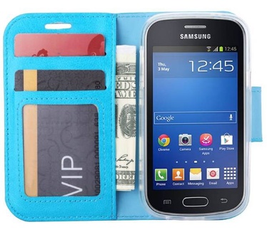Luxe Lederen Bookcase hoesje voor de Samsung Galaxy Trend Lite - Blauw (Samsung Galaxy Trend Lite) Blauw