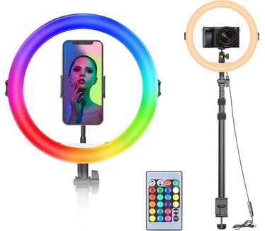 Vijim K10 RGB Desktop Ringlamp met uitschuifbaar statief en tafelklem
