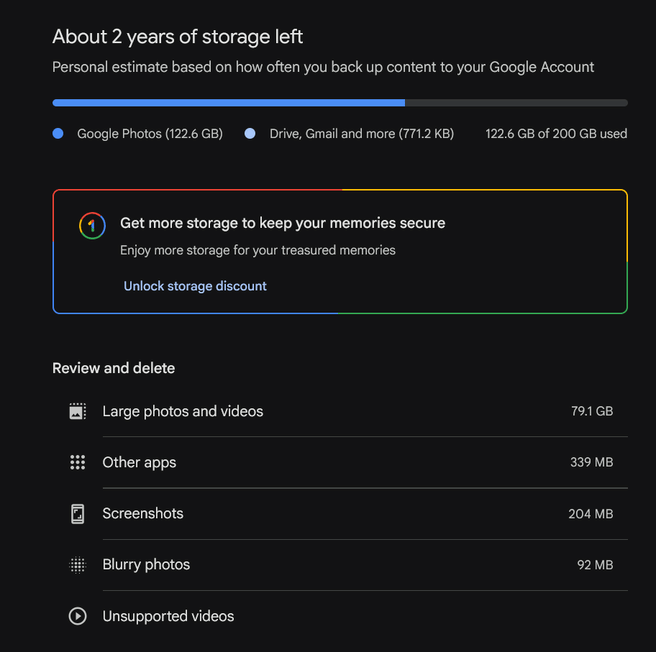 google foto storage