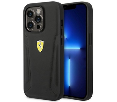 Ferrari Leather Stamp Sides Back - iPhone 14 Pro Max (6.7") Zwart Zwart