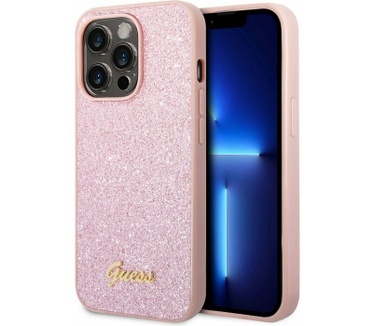 Guess Glitter Flakes Back Case Apple iPhone 14 Pro (6.1") - Roze Roze