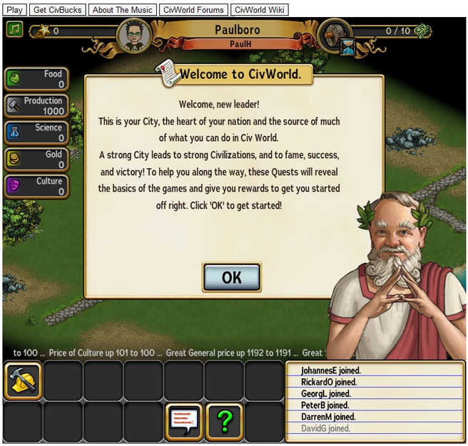 Openingsscherm CivWorld