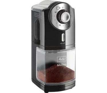 Melitta 1019-02 Molino, elektrische koffiemolen, platte koffiemolen, zwart