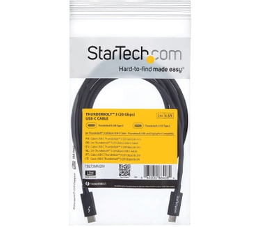 Startech.com 2m Thunderbolt 3 (20Gbps) USB-C kabel Thunderbolt, USB, en DisplayPort compatibel Zwart
