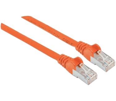 Intellinet Network Patch Cable, Cat5e, 7.5m, Orange, CCA (Copper Clad Aluminium), F/UTP (cable unshielded/twisted pair - all three pairs wrapped in foil), PVC, RJ45 Male to RJ45 Male, Gold Plated Contacts, Snagless, Booted