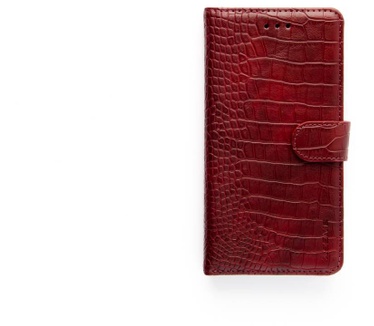 Krokodillen design Lederen Bookcase hoesje voor de Apple iPhone XS - Bordeauxrood (Apple iPhone XS) Bordeaux Rood