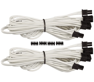 Corsair Premium Individually Sleeved PCIe Cables with Dual Connectors, Type 4 (Generation 3) - Wit Wit