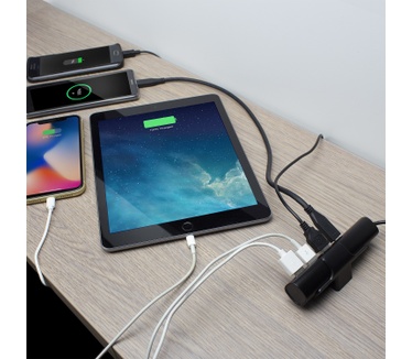 Ewent EW1317 Desktop USB Charger 36W with 1 USB-C port with Power Delivery and 3 USB-A ports with Smart IC