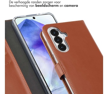 Selencia Echt Lederen Bookcase Samsung Galaxy A36 - Lichtbruin