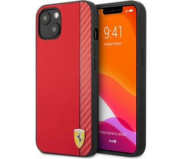 Ferrari Smooth Carbon Back Case - Apple iPhone 13 (6.1") - Rood Rood