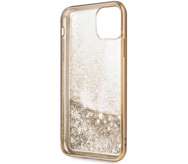 Guess 4G Peony Liquid Glitter Hard Case - Apple iPhone 11 - Goud  Goud