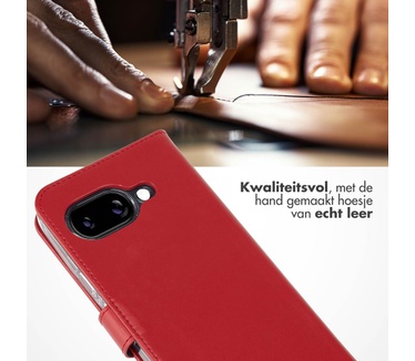 Selencia Echt Lederen Bookcase Google Pixel 9A - Rood