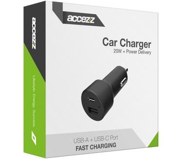 Accezz Car Charger - Autolader - Power Delivery - 20 Watt - Zwart