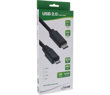 InLine USB C/USB Micro-B, 1 m Zwart