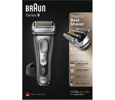Braun Series 9 9345s Nieuwste Generatie Elektrisch Scheerapparaat, Oplaadstandaard, Etui, Grafiet