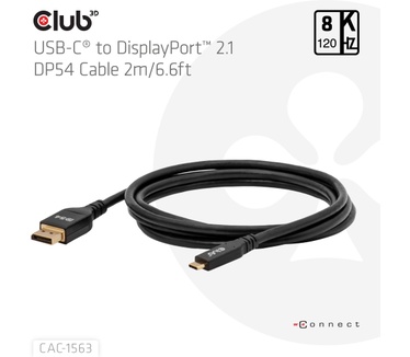 Club 3D CAC-1563 USB-C® to DisplayPort™ 2.1 DP54 Bi-Directional Cable 8K120Hz 2m / 6.6ft