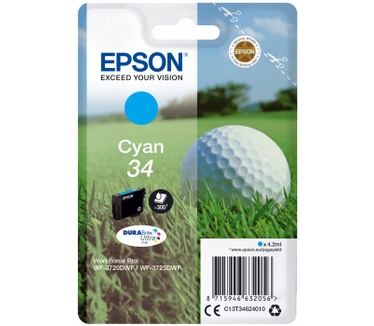 Epson Singlepack Cyan 34 DURABrite Ultra Ink