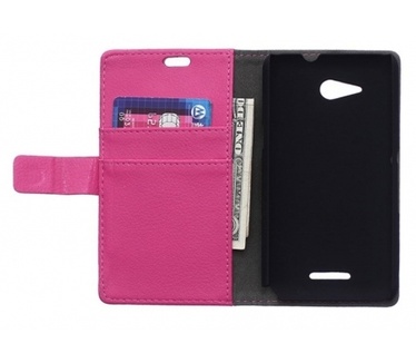 Kees Lederlook Portemonnee Hoesje Sony Xperia E4g - Roze