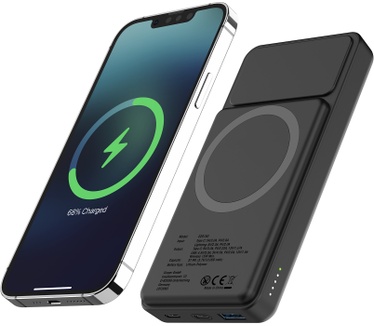 XLayer Draadloze Powerbank 10.000mAh 15W Zwart met Zonnepaneel
