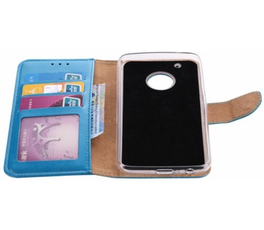 Luxe Lederen Bookcase hoesje voor de Motorola Moto G5 Plus - Blauw (Motorola Moto G5 Plus) Blauw
