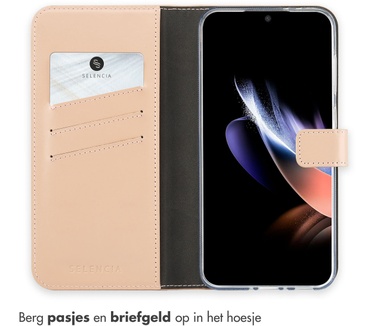 Selencia Echt Lederen Bookcase Samsung Galaxy A56 - Dusty Pink