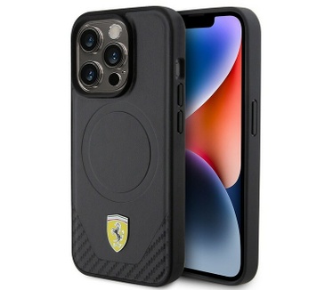 Ferrari Carbon Bottom Back Case - iPhone 15 Pro (6.1") - Zwart Zwart