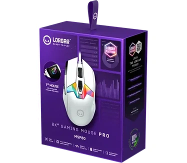 Lorgar MSP80, 8000 Hz Gaming Mouse Pro, White