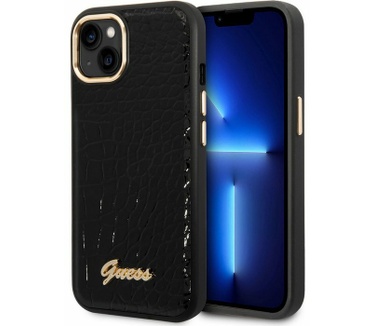 Guess Crocodile Back Case voor Apple iPhone 14 (6.1") - Zwart Zwart