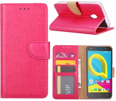 Luxe Lederen Bookcase hoesje voor de Alcatel U5 HD - Roze (Alcatel U5 HD) Roze