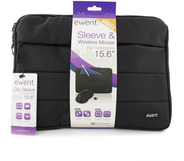 Ewent EW2533 City Sleeve 15.6 inch en draadloze muis set Zwart