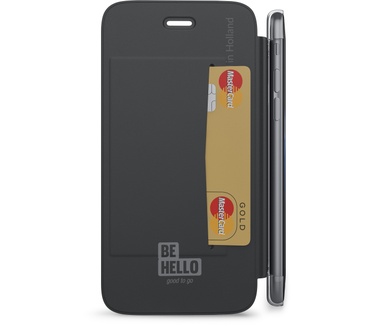 BeHello iPhone 7 Book Case with Transparent Back 1 Cardslot Black