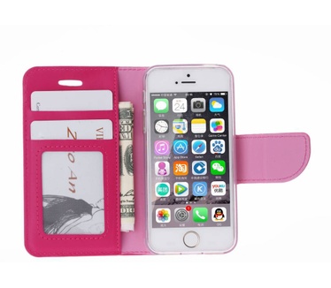 Olifant Print lederen bookcase hoesje voor de Apple iPhone 5C - Roze (Apple iPhone 5C) Roze