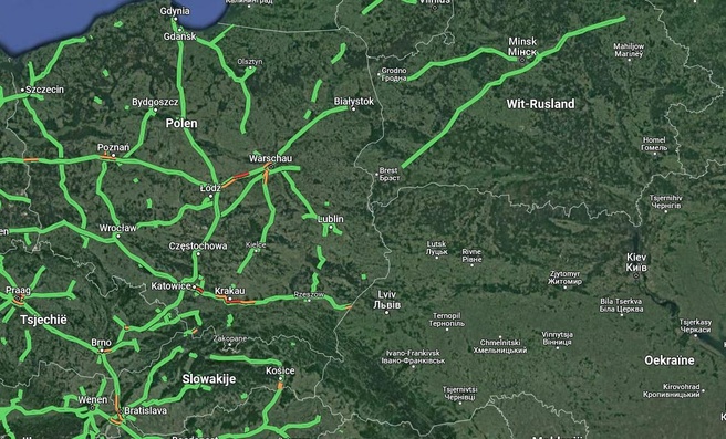 Google Maps verkeer, Oekraïne, februari 2022