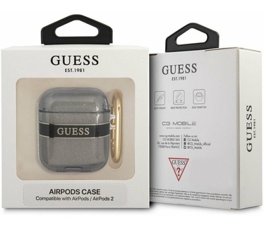 Guess TPU Printed Stripe Case voor Apple Airpods 1 & 2 - Zwart Zwart