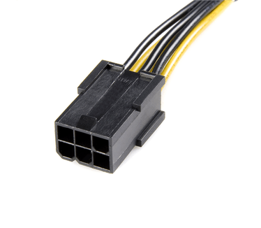 Startech StarTech.com - Voedingskabel - 6-pins PCI Express voeding (V) - 8-pins PCI Express voeding (M) - 15.5 cm - geel