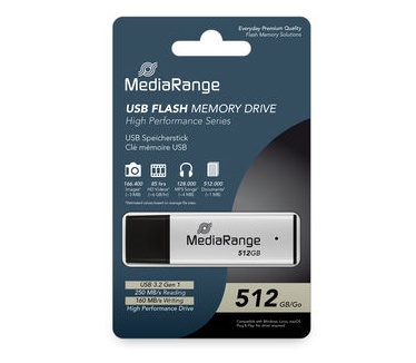 MediaRange USB 3.0 high performance flash drive 512GB Zilver