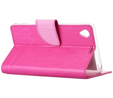 Luxe Lederen Bookcase hoesje voor de Sony Xperia Z1 - Roze (Sony Xperia Z1) Roze