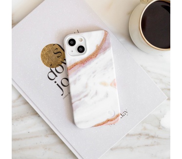 Selencia Aurora Fashion Backcover iPhone 14 - Duurzaam hoesje - 100% gerecycled - Wit Marmer